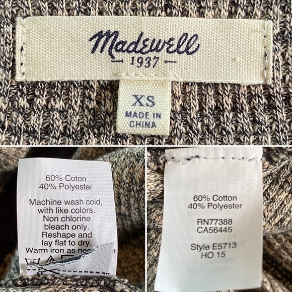 Madewell Thermal Side-Button Tee Rib Marled Tan Size XS - Picture 11 of 11